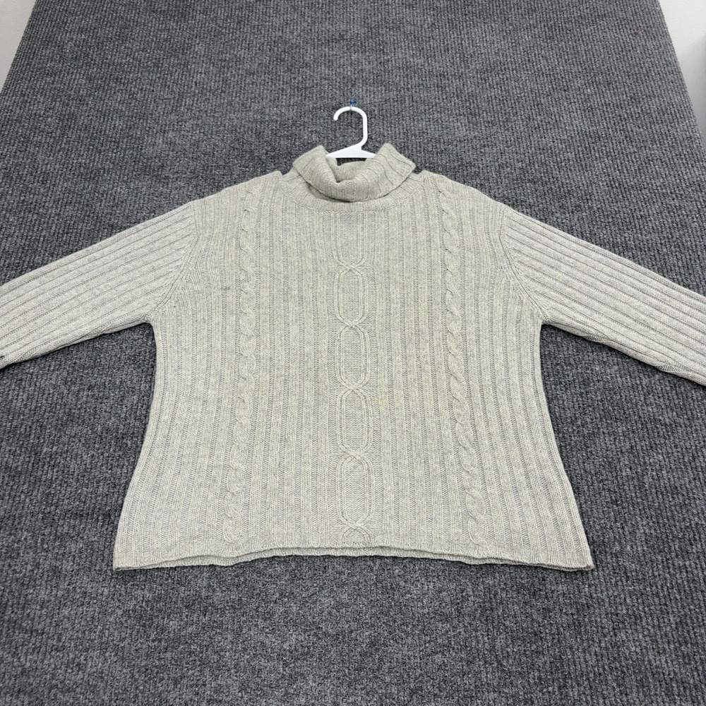 Fjall Sweater Women L Gray Cashmere Cable Knit Turtleneck Luxury Minimalist